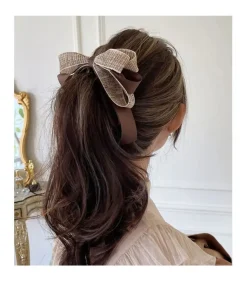 Elegant Bow Ponytail Headwear Hair Barrette Hairpin Vertical Hair Clip
