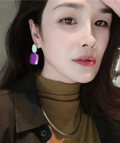 Luxury Trend Enamel Drop Glaze Geometry Earrings Jewelry