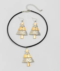 Christmas Tree Creative Unique Metal Star Necklace Set