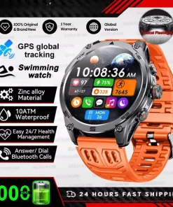 1000Mah Battery GPS Trace Compass 10ATM Waterproof Tactics Sport Flashlight BT call Smart Watch For Men